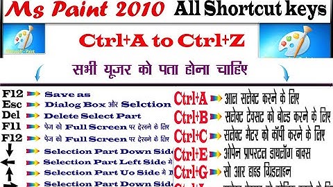 Ms Paint All Shortcut Keys in Hindi // All in One Shortcut keys in One Video // Shortcut keys