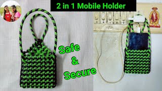 கூடை ஒயரில் 2 in 1 Mobile Phone Holder | Plastic Wire Mobile Holder Making in Tamil | wire Koodai