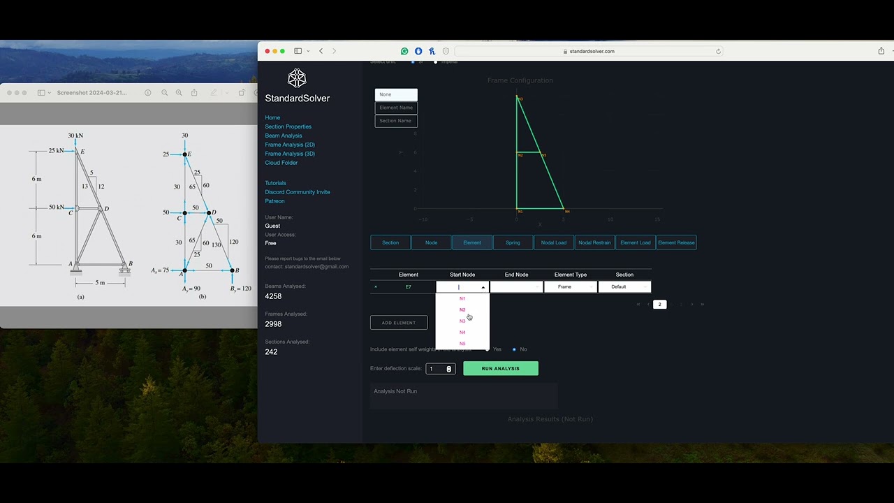 Analysing frame forces using FEA software (StandardSolver) - YouTube