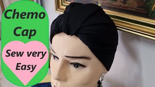 How to sew a chemo cap free DIY beginner sewing pattern. Twisted head wrap tutorial