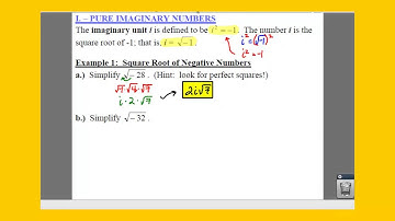 Algebra 2: 4.4 Notes: Example 1 - Square Root of Negative Numbers