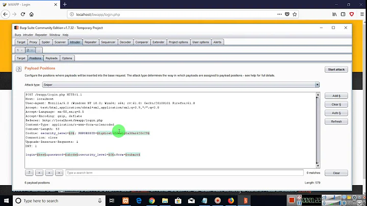 Burp Suite - intruder - brute force attack