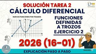 Tarea 2 Cálculo Diferencial | Funciones Definidas a Trozos | Ejercicio 2 UNAD 2026 (16-01)