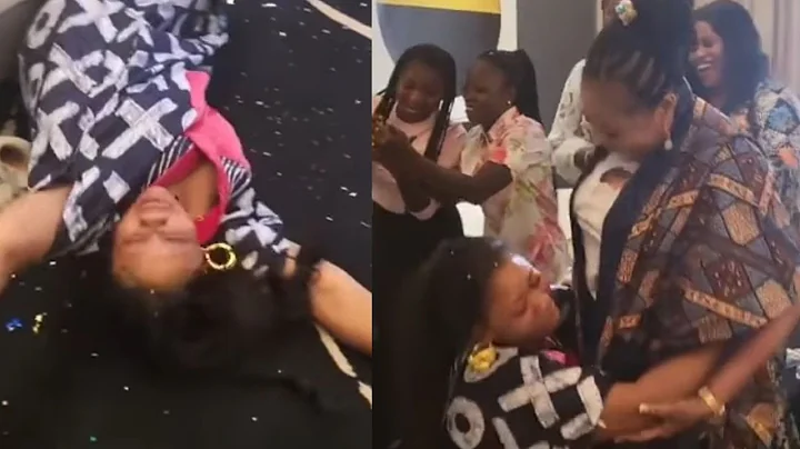 ACTRESS TORIOLA ROLLS ON THE FLOOR AS SHE SEE TOPE ALABI SURPRISED HER ON ARE BIRTHDAY WITH SONG