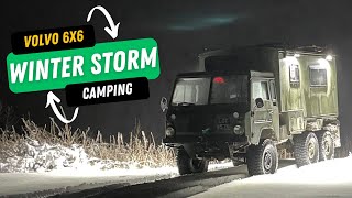 Volvo TGB 6x6 Winter Storm Camping in Wales