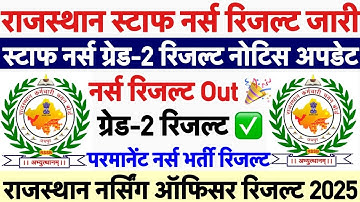 Rajasthan Staff Nurse Grade-2 Result Declared💥Staff Nurse Result 2025💥Rajasthan Nurse-2 Result Out