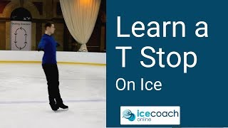 Easy Way of Stopping on Ice for Beginners (TStop)! Ice Skating Lesson by Ice Coach Online!