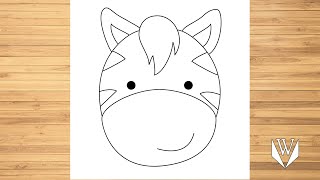 Wie zeichnet man niedlich Zebra Gesicht | Schritt für Schritt | Kostenloser Download Malvorlagen