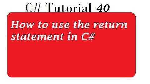 Return Statement in C#