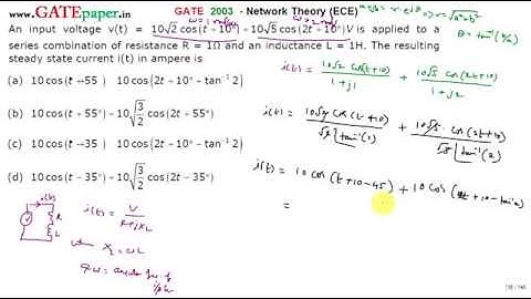 GATE 2003 ECE Resulting steady state current of series RL circuit, when input has two frequencies
