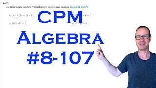 CPM Algebra Chapter 8 Problem 107