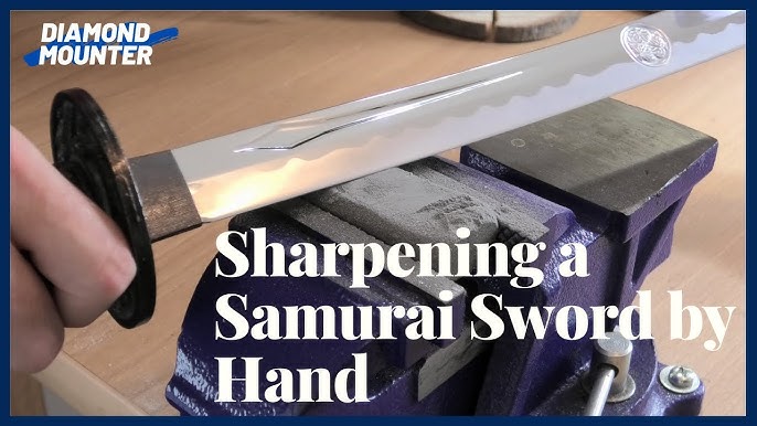 YariNoHanzo Katanamart practical Musashi katana sharpening process with  Grinder Shan Zu Whetstones 