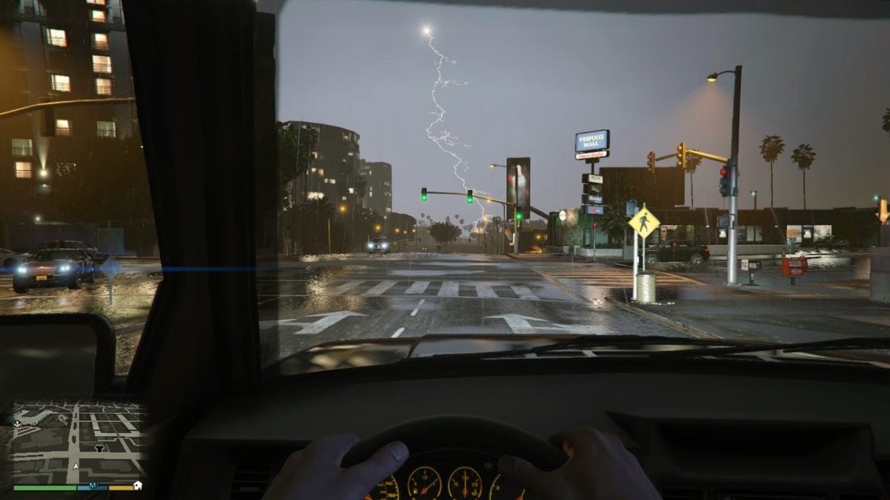 GTA 5–Relaxing Drive in Thunderstorm Weather | Los Santos City Rain ...