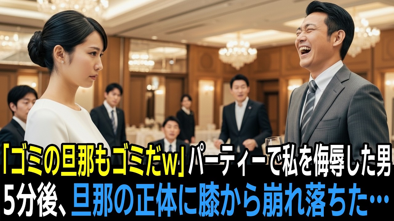 「どうせ旦那もゴミだw」創立記念パーティーで私を侮辱した男。私「ご自身でご確認ください」→男「は？」5分後、膝から崩れ落ちた…
