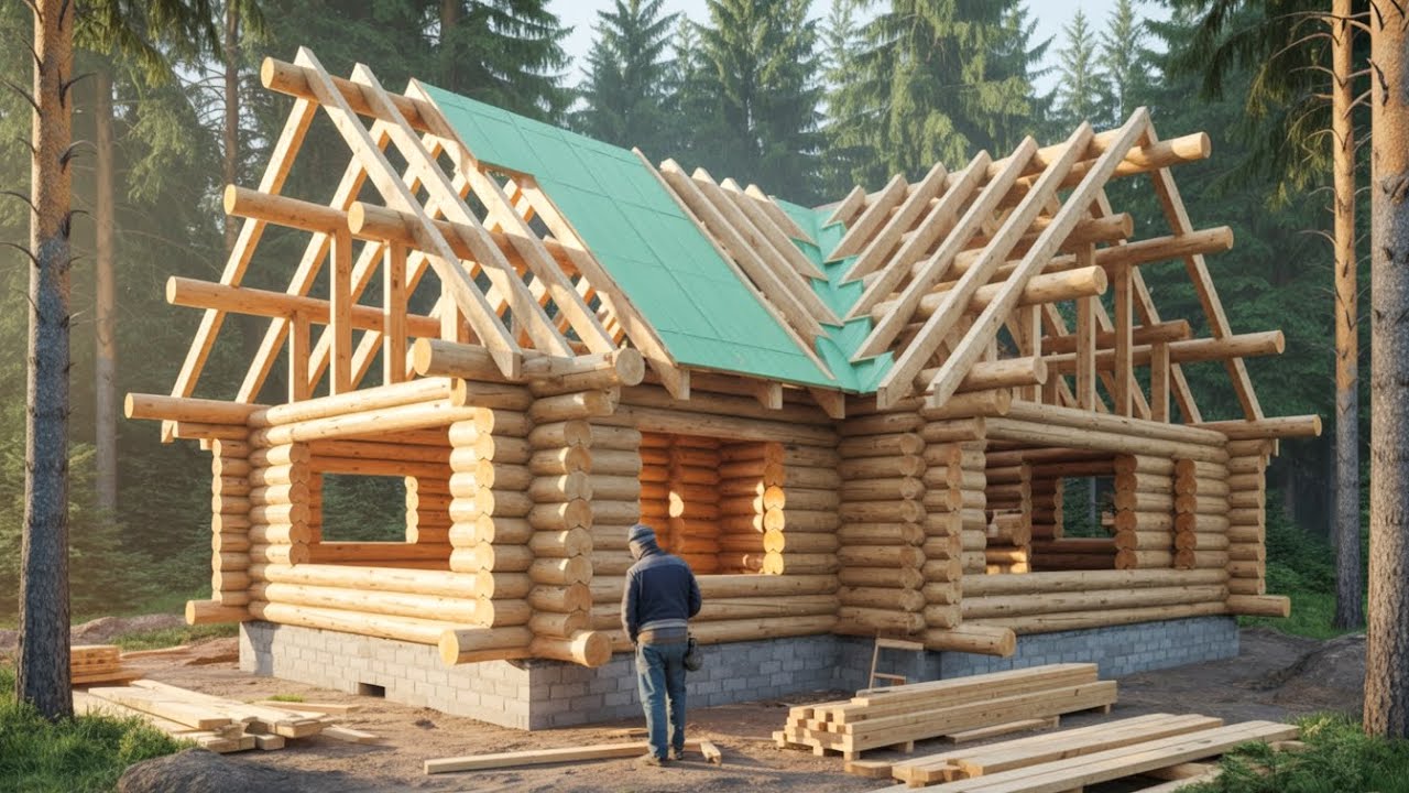 Man Builds an Incredible Wooden Cabin on a Remote Volcanic Island | Start to Finish