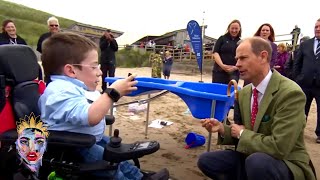 PRINCE EDWARD Shows SKILLS using  sign language as he visited an inclusive beach in Northern Ireland