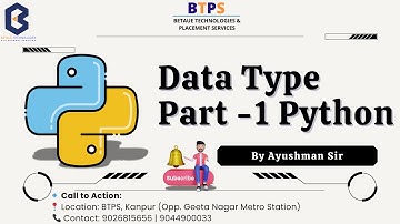 Data Type  Part -1 | Python #btpskanpur #education #technology #placement