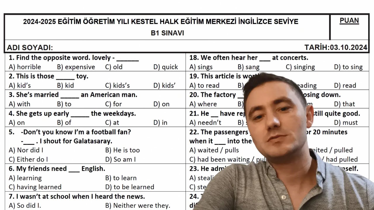 B1 İngilizce Sınavı Çözümleri | Part 1