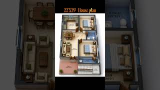 🏠 22×39 Feet Beautiful 2BHK House Plan | 3D Floor Plan | Modern Small House Design