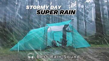 🎧 It's SUPER RAIN! Solo Camping in Heavy Rainstorm & Thunderstorms (Rain Sound ASMR)