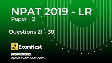 NPAT 2019 | Paper 2 | Reasoning Questions 21 to 30 | Previous Year Paper | NPAT Original | IPMAT
