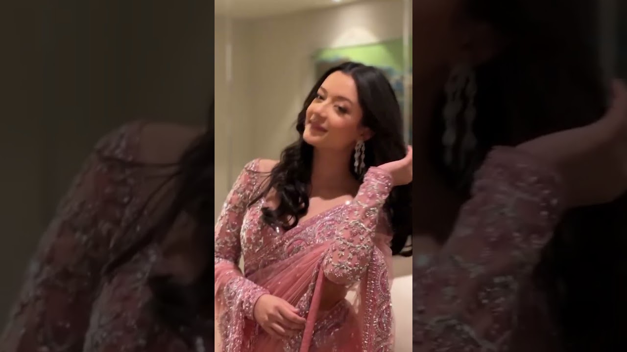 Pink Net Saree For Farewell Party Wear 