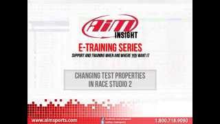 Changing Test Properties in Race Studio 2