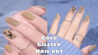 Gold Giltter Nail art tutorial | Gillter Nail art |#trending #shorts #youtubeshorts