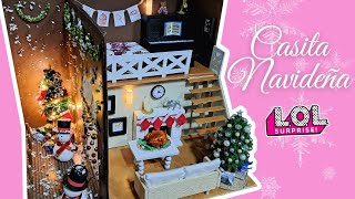 Casita navideña para LOL SURPRISE con cartón // Casa de muñecas en miniatura // toy house for LOL