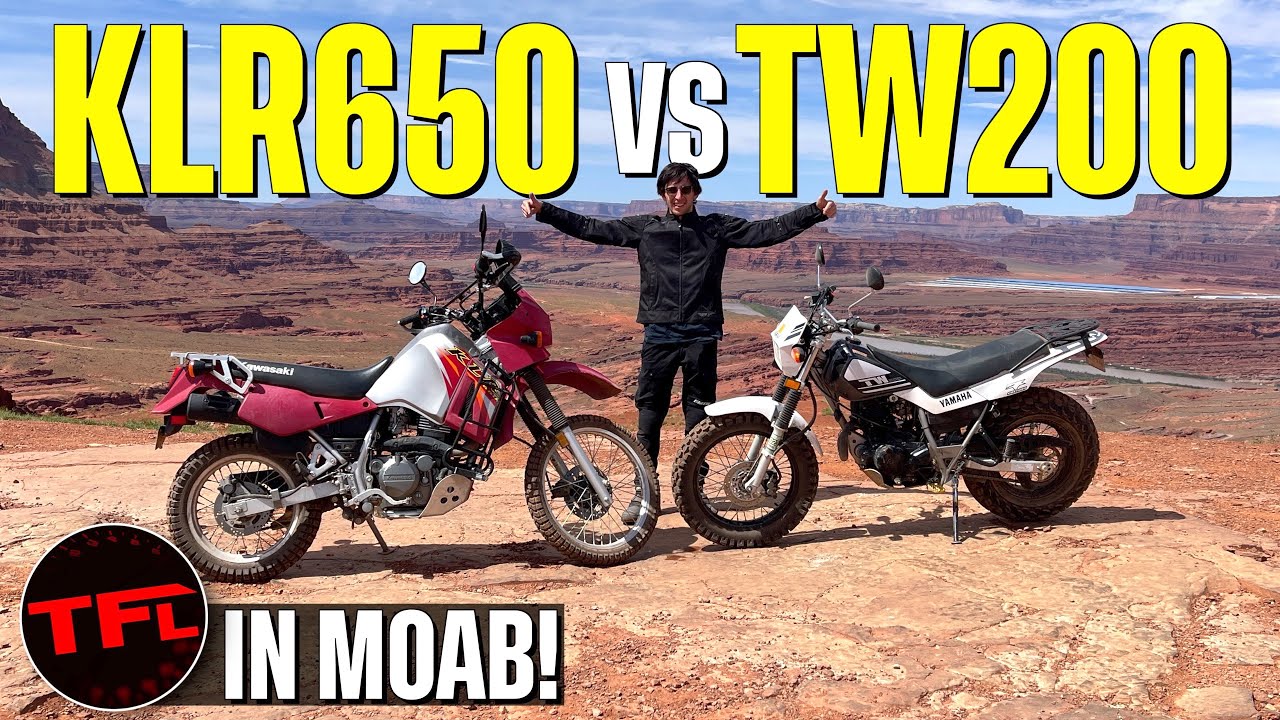 Kawasaki KLR650 против Yamaha TW200 в Моаве! Какой легендарный мотоцикл Dual Sport лучше?