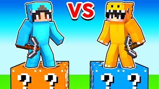 MINECRAFT LUCKY BLOCK RACE! NOOB VS PRO BUILD BATTLE CHALLENGE!!