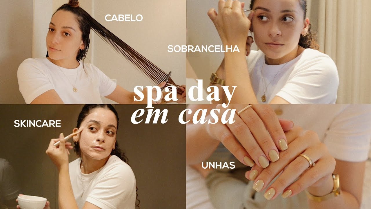Spa day completo: cabelo, skincare, unhas, sobrancelha, depilação.