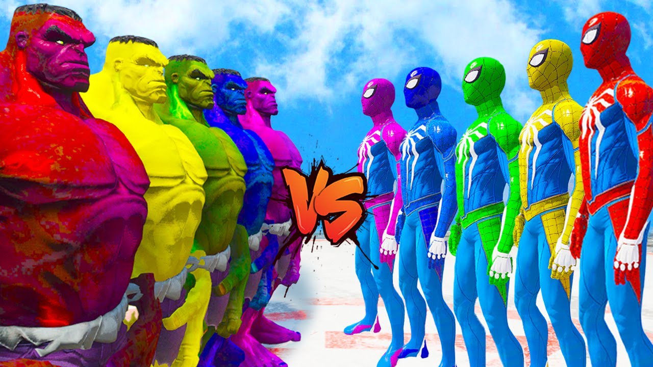 TEAM HULK COLOR VS TEAM SPIDERMAN COLOR EPIC SUPERHEROES WAR YouTube