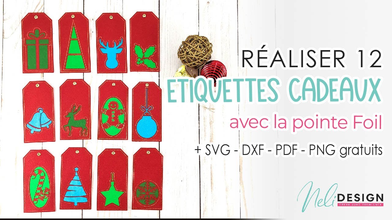 DIY étiquettes cadeaux pour Noël avec la pointe foil de Cricut + fichier  SVG gratuit 