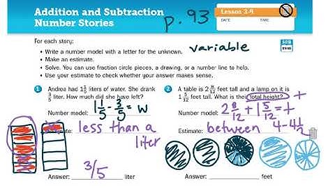 5th Grade Math Lesson 3-9 Intro To Adding and Subtracting Fractions and Mixed Numbers
