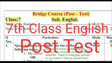7th Class English Bridge Course Post Test question and answers solved, written and explained