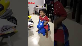 cute baby playing on jumping cow 🐄🐄 || toys⚽🏏🎮🎮 || #shorts #cutebaby @RUHAN215 screenshot 2