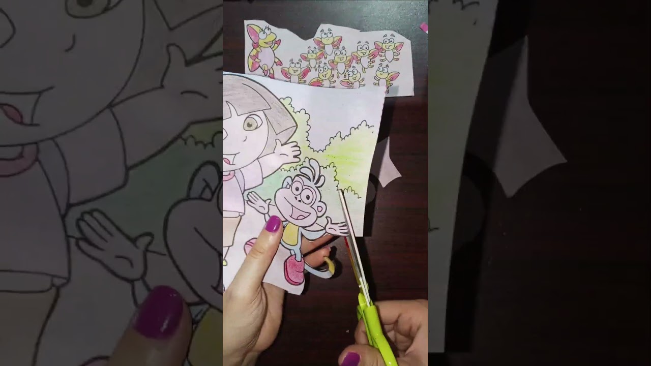 Dora And Monkey Drawing Paper Cutting ✂️ #shorts #youtubeshorts #drawing #cuttingskills