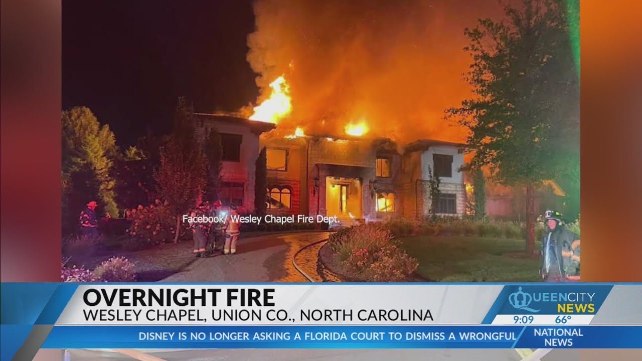 Crews battle large two-story house fire in Wesley Chapel - YouTube