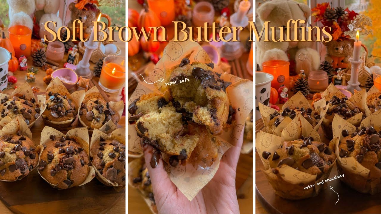 Soft Brown Butter With Caramel & Chocolate Chip Muffins 🤎Easy to Make