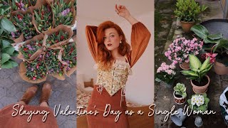 Slaying Valentine's Day as a Single Woman | Thrifting & Flowers