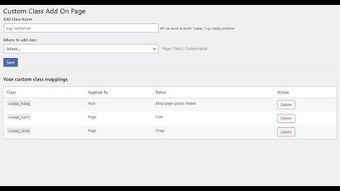 Custom Class Add On Page || WordPress Plugin