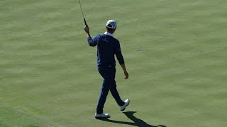 Danny Lee walks in his 20-footer for birdie at Waste Management
