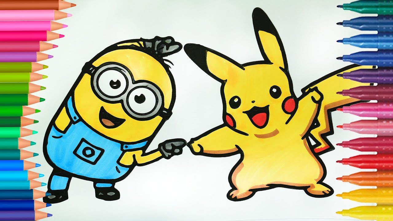 Minion Bob Cattivissimo Me e Pikachu e disegnare e colorare