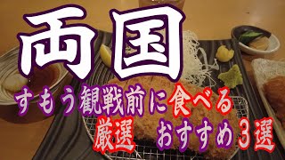 【一人飯】両国　相撲鑑賞前におすすめ3件　はせ川（とんかつ）やぶ久（カレー南蛮）ひさご（天丼）