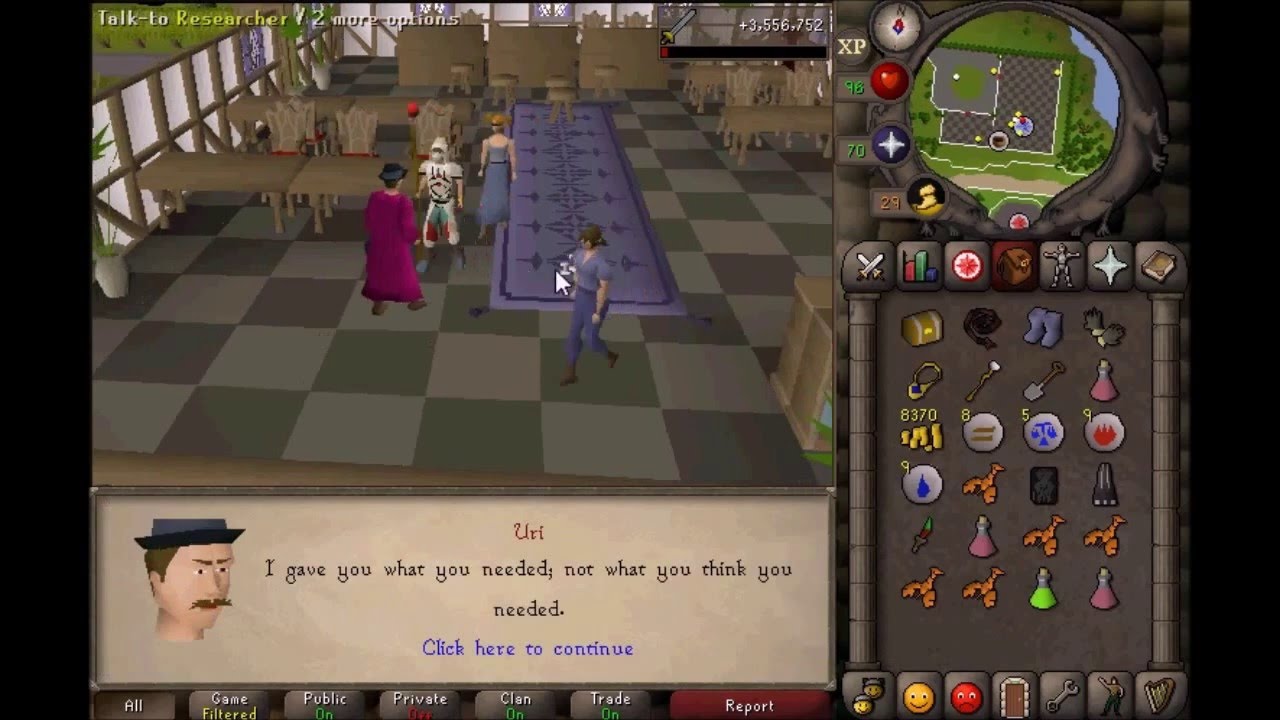 Headbang at the exam center. Beware of double agents!  Equip a mystic fire staff, a diamond bracelet