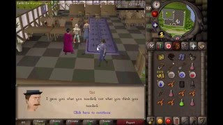 Headbang at the exam center. Beware of double agents!  Equip a mystic fire staff, a diamond bracelet