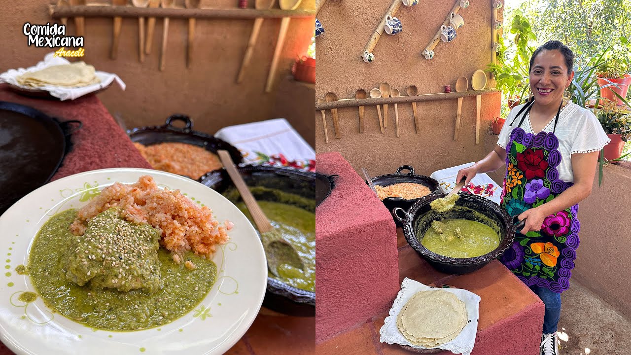 Hoy Se Me Antojo Comer Bien Sabroso Con un Mole Verde, Sopa de Arroz y Tortillas Calientitas