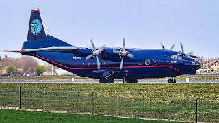 Antonov An-12Bk Heavy Smoky Takeoff From Belgrade Airport Ukraine Air Alliance Ur-Cnt