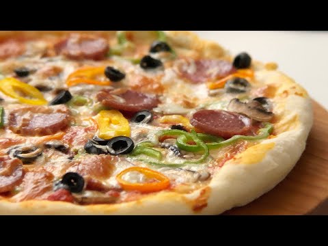 pizza recipe faster than delivery (10min pizza dough)  | super supreme pizza | manna recipe | 만나레시피